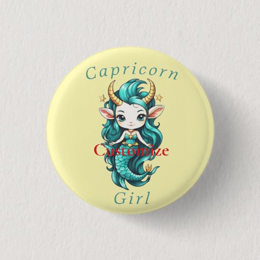 山羊座の少女マーメイド サンダーコーブ 缶バッジ (正面)
