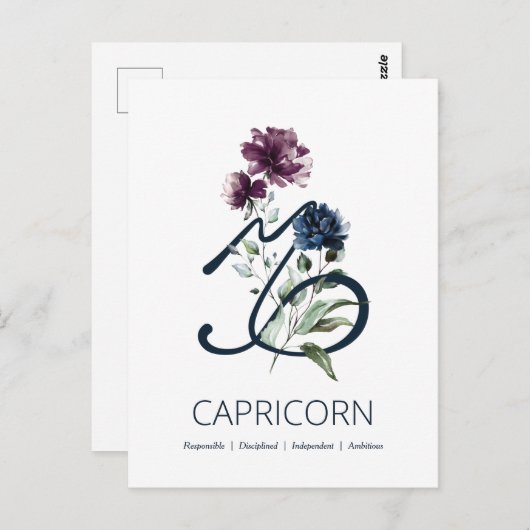 山羊座の星占いマーク ポストカード (正面/裏面)