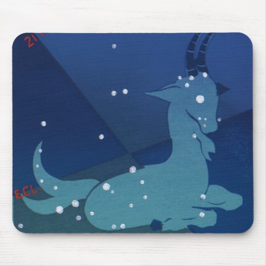 山羊座の星座、ヴィンテージ占星術、十二星座 マウスパッド (正面)