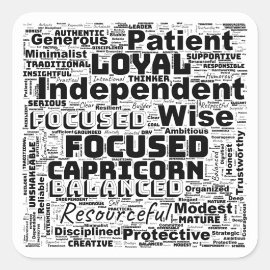 山羊座の言葉の雲  インスピレーション スクエアシール (正面)