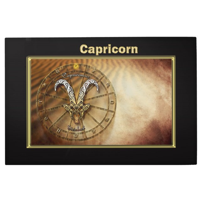 山羊座の(占星術の)十二宮図の占星術のデザイン メタルプリント (正面)