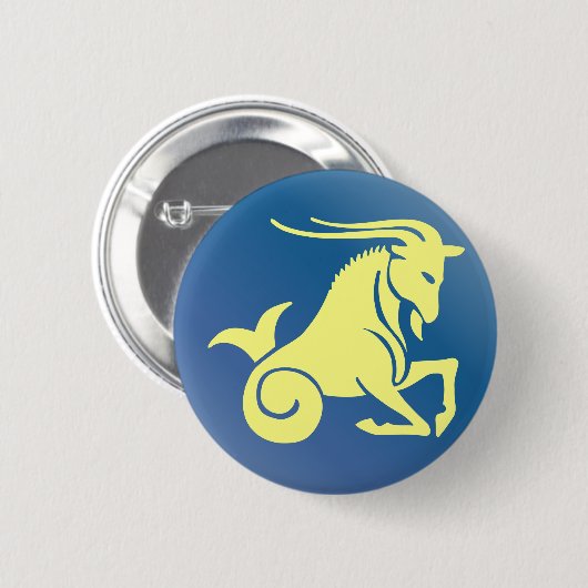 山羊座の(占星術の)十二宮図の印の占星術のヤギの占星術 缶バッジ (正面&裏面)