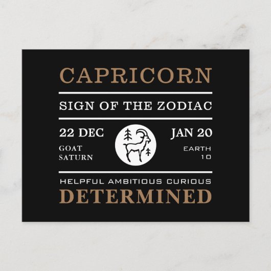 山羊座の〔占星術の〕十二宮図の印占星術の、 ポストカード (正面)