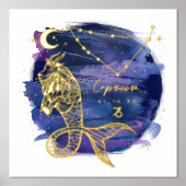 山羊座の〔占星術の〕十二宮図カスタム誕生日 箔ポスター (正面)