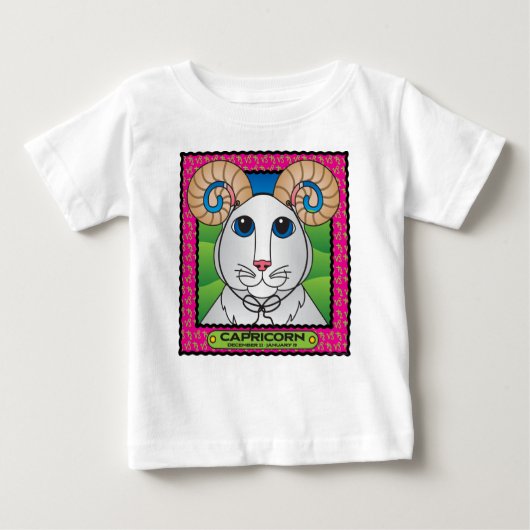 山羊座のZodicatの乳児のTシャツ ベビーTシャツ (正面)