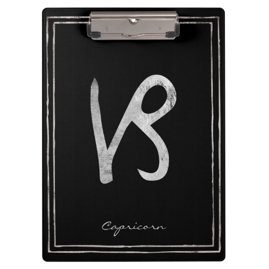 山羊座を打ち付けた銀の様式星占い クリップボード (正面)