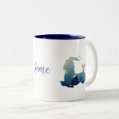 山羊座ウォーターカラーアート名前をカスタムする ツートーンマグカップ (正面右)