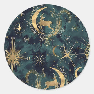 山羊座カスタム固定ステッカー ラウンドシール