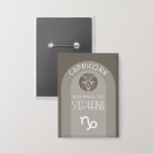 山羊座カスタム誕生日〔占星術の〕十二宮図-モダンデザイン 缶バッジ (正面/裏面)