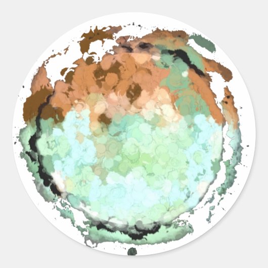 山羊座グリーンブラウンムーンステッカー ラウンドシール (正面)