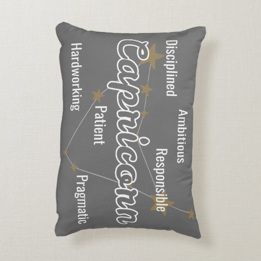 山羊座グレーウォーターカラーアストロロジー〔占星術の〕十二宮図標識 アクセントクッション (裏面(縦))