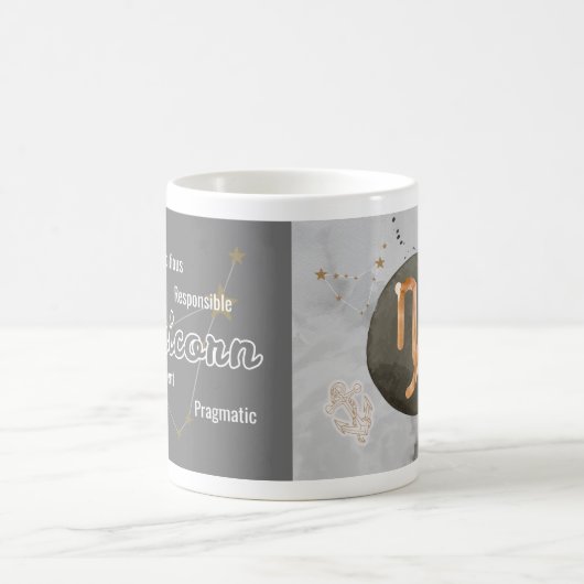 山羊座グレーウォーターカラーアストロロジー〔占星術の〕十二宮図標識 コーヒーマグカップ (中央)