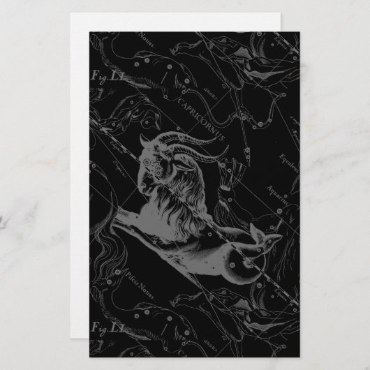 山羊座コンステレーションマップヘベリアス版木、銅版、版画 便箋 (正面/裏面)