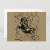 山羊座コンステレーションヴィンテージ版木、銅版、版画ヘベリアス ポストカード (正面/裏面)