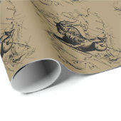 山羊座コンステレーションヴィンテージ版木、銅版、版画ヘベリアス ラッピングペーパー (ロールコーナー)