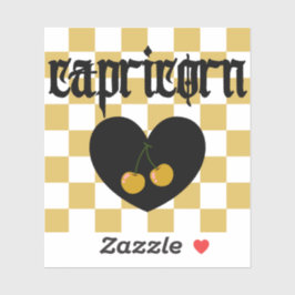 山羊座ゴシック市松模様にさくらんぼ シール