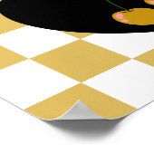 山羊座ゴシック市松模様にさくらんぼ ポスター (角)