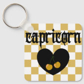 山羊座ゴシック美学市松模様にさくらんぼデザイン キーホルダー (正面)