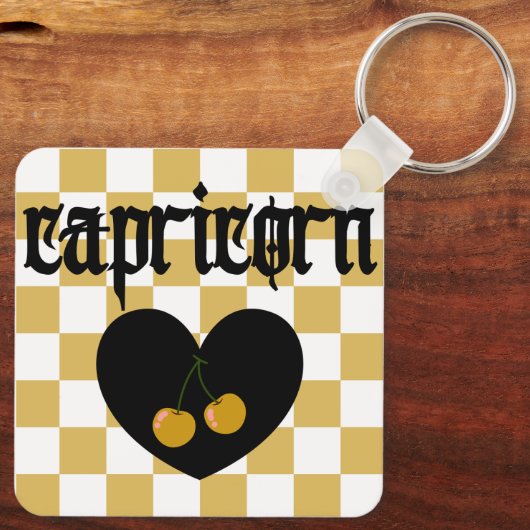 山羊座ゴシック美学市松模様にさくらんぼデザイン キーホルダー (裏面)