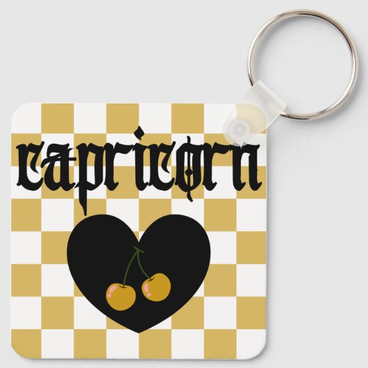 山羊座ゴシック美学市松模様にさくらんぼデザイン キーホルダー (裏面)