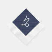 山羊座サインネイビーブルーカーボンファイバースタイル 縁ありカクテルナプキン (角)