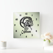 山羊座ザシーヤギ〔占星術の〕十二宮図グリーン スクエア壁時計 (ホーム)