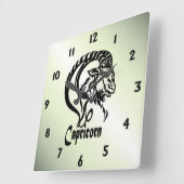 山羊座ザシーヤギ〔占星術の〕十二宮図グリーン スクエア壁時計 (傾斜)