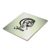 山羊座ザシーヤギ〔占星術の〕十二宮図グリーン タイル (側面)