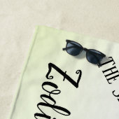 山羊座ザシーヤギ〔占星術の〕十二宮図グリーン ビーチタオル (インサイチュ)