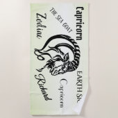 山羊座ザシーヤギ〔占星術の〕十二宮図グリーン ビーチタオル (正面)