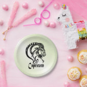 山羊座ザシーヤギ〔占星術の〕十二宮図グリーン ペーパープレート (パーティー)