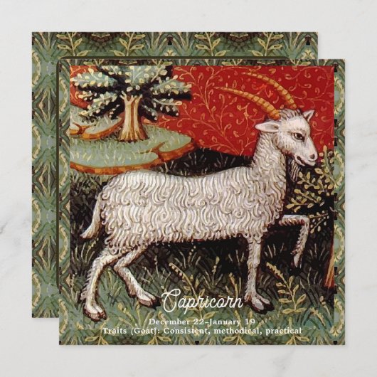 山羊座ザヤギ〔占星術の〕十二宮図サインバースデーパーティー 招待状 (正面/裏面)