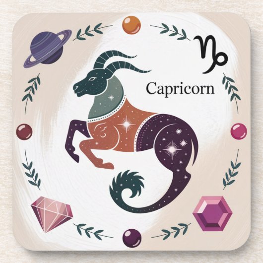 山羊座ジュエルサターンプラスチックコースターセット コースター (正面)