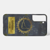 山羊座ダーク〔占星術の〕十二宮図占星術：ブラック&金ゴールド SAMSUNG GALAXYケース (裏面横)