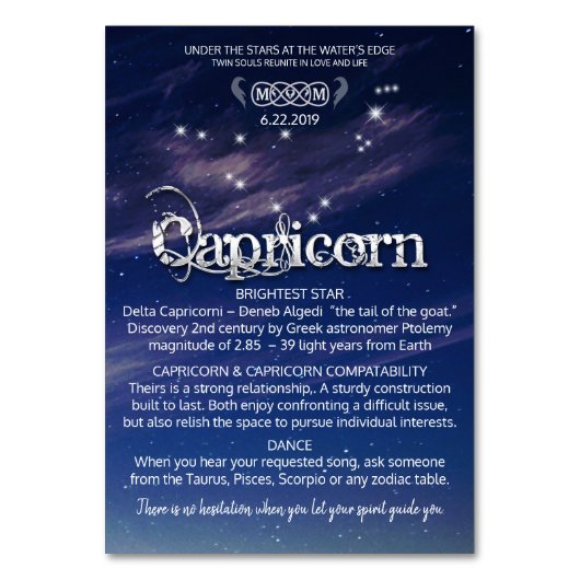 山羊座テーブルカード テーブルナンバー (正面)