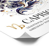 山羊座パーソナライズされたエレガント〔占星術の〕十二宮図水色 ポスター (角)