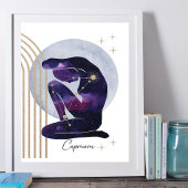 山羊座フェミニンブルーパープル〔占星術の〕十二宮図デザイン ポスター