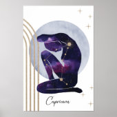 山羊座フェミニンブルーパープル〔占星術の〕十二宮図デザイン ポスター (正面)