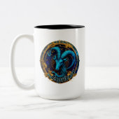 山羊座ブルーと金ゴールド水彩〔占星術の〕十二宮図 ツートーンマグカップ (左)
