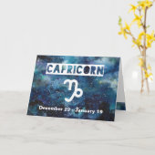 山羊座ブルーウォーター色銀河系誕生日 カード (黄色い花)