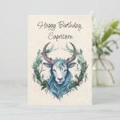 山羊座ヤギ〔占星術の〕十二宮図水彩誕生日カード (スタンド正面)