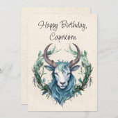 山羊座ヤギ〔占星術の〕十二宮図水彩誕生日カード (正面/裏面)