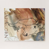 山羊座ヤギ〔占星術の〕十二宮図黒金ゴールド花惑星 ジグソーパズル (横)