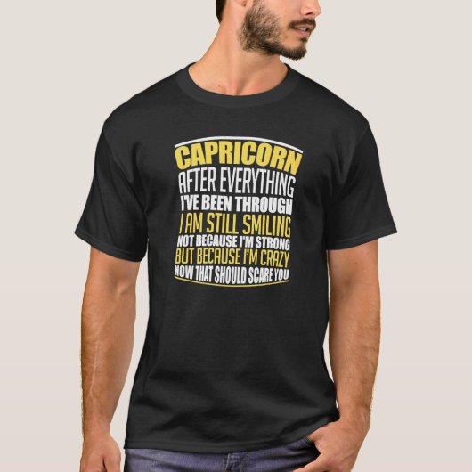 山羊座事実占星術引用文〔占星術の〕十二宮図標識誕生 Tシャツ (正面)