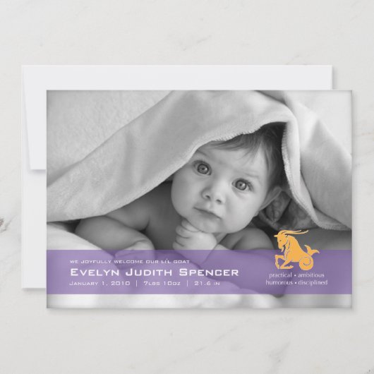 山羊座写真の誕生のお知らせ 案内状 (正面)