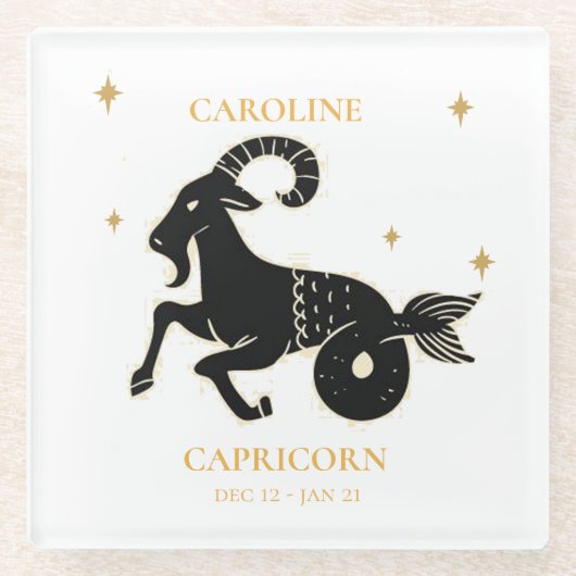 山羊座占星術の〔占星術の〕十二宮図名ギフト ガラスコースター (正面)