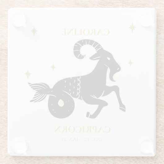 山羊座占星術の〔占星術の〕十二宮図名ギフト ガラスコースター (裏面)