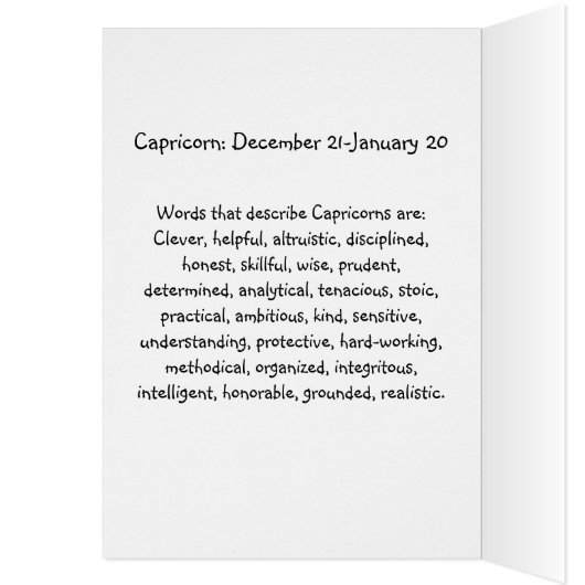 山羊座占星術誕生日カード12月21日1月20日 (内側 (左))