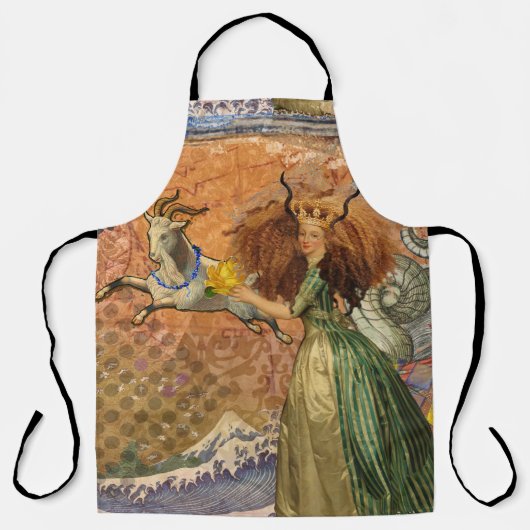 山羊座女性ヤギお洒落おもしろい エプロン (正面)