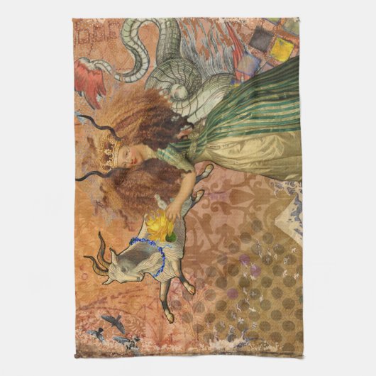 山羊座女性ヤギお洒落おもしろい キッチンタオル (縦)